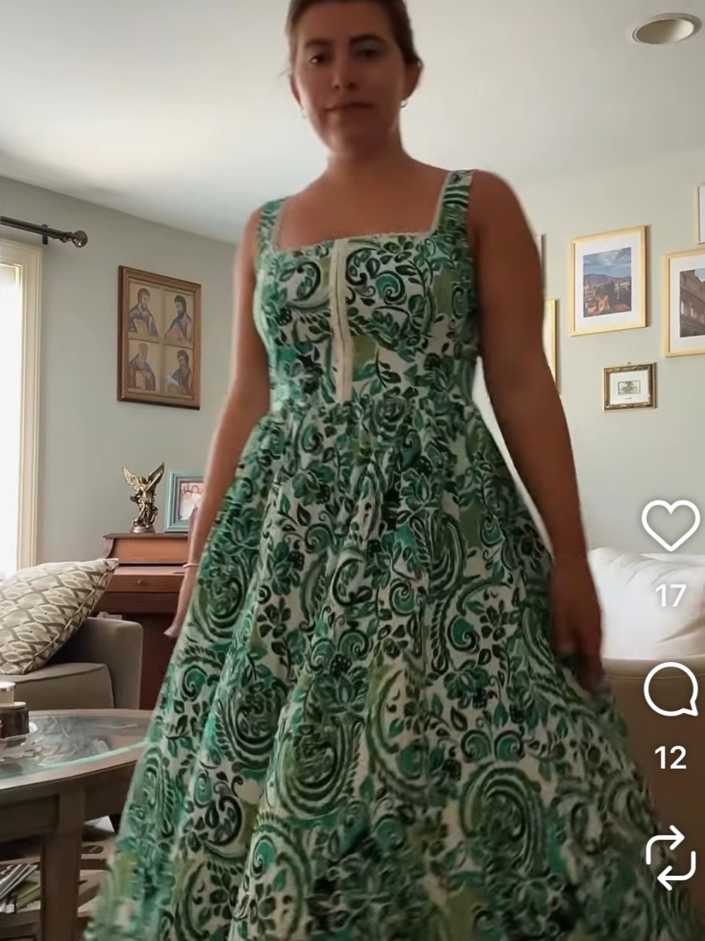 Avec Les Filles Green Paisley Fit-and-Flare Sundress